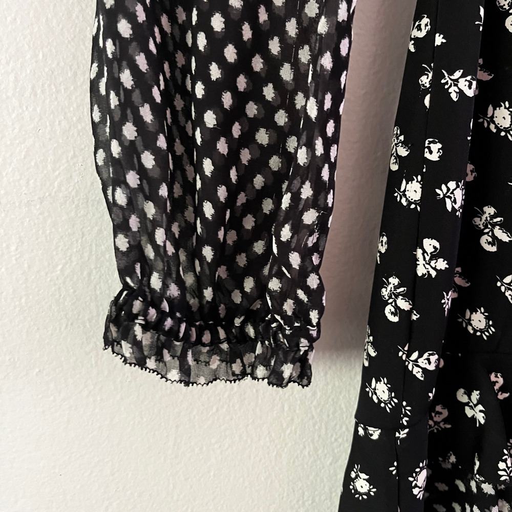 Diane von Furstenberg Fionna Dress Silk Floral Ruffle Tiered Long Sleeve size 2 - Picture 5 of 16